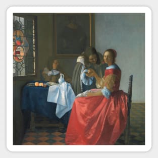 The Girl With A Wineglass by Jan Vermeer Magnet